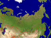 Russia Satellite + Borders 1600x1200